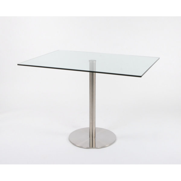 Orren Ellis Schroeders Pedestal Glass Dining Table Wayfair